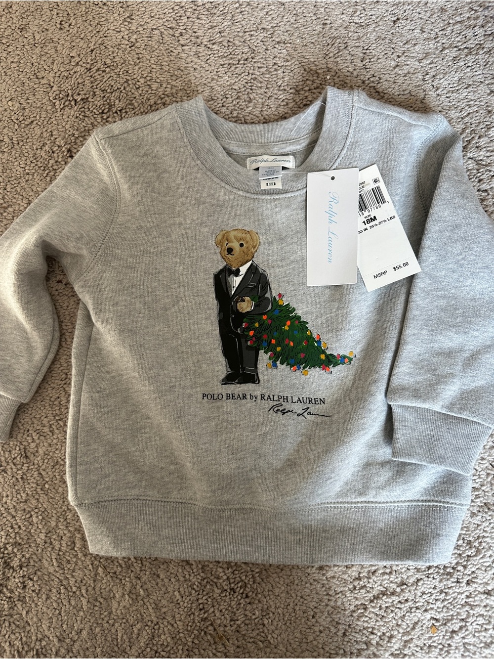 Ralph Lauren Polo Bear Grey Tuxedo Sweatshirt